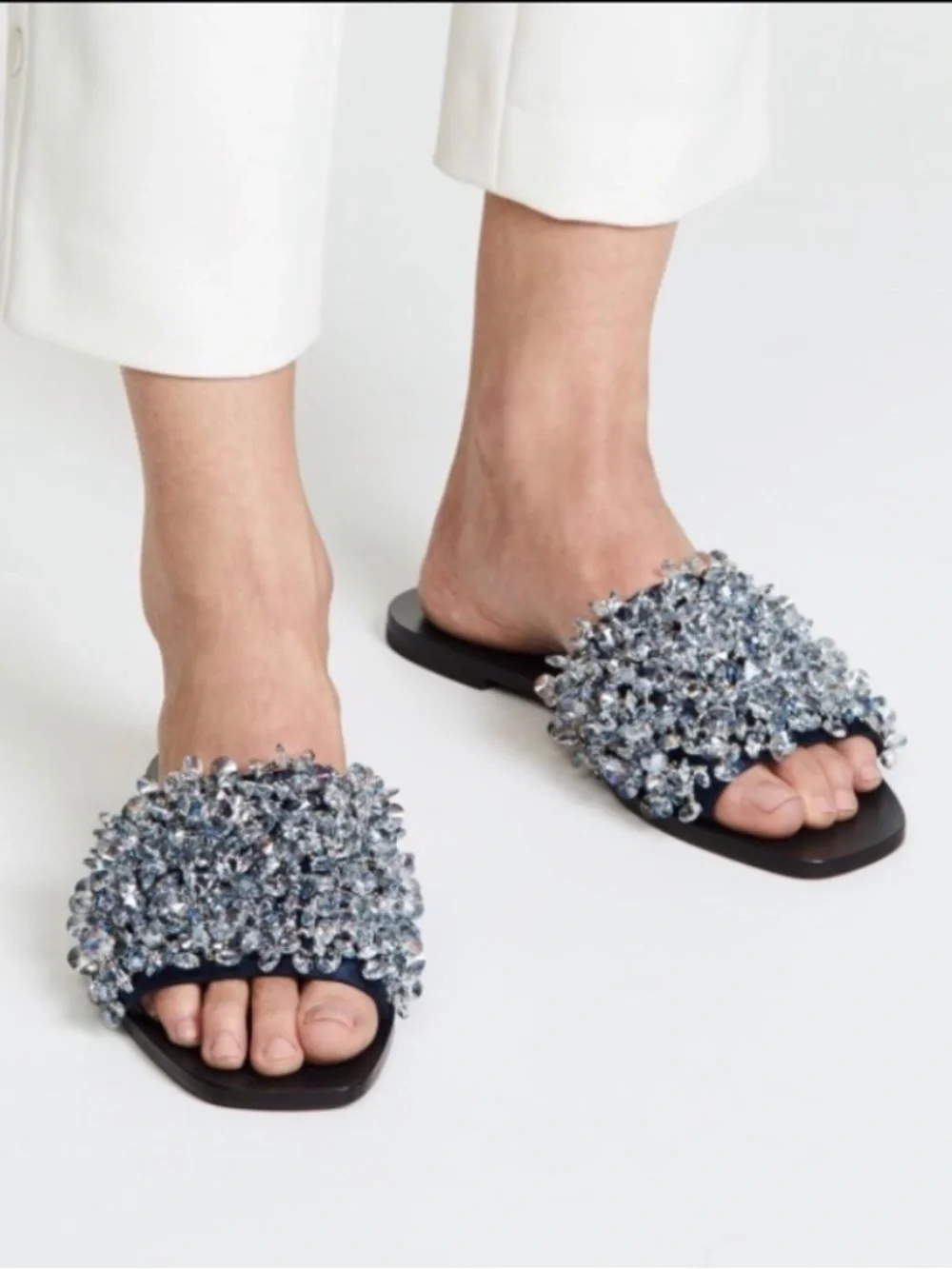 Tory Burch Logan Embellished Slide Sandal Size 7 1/2